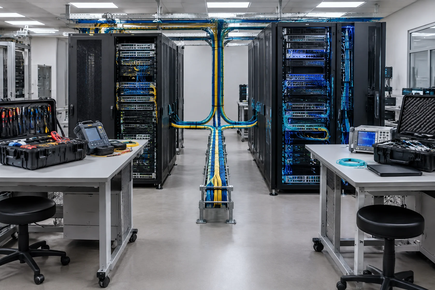 Enterprise network lanes and separate maintenance equipment during a support transition.